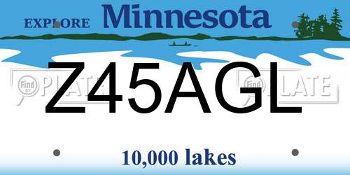 Z45AGL Minnesota License Plate