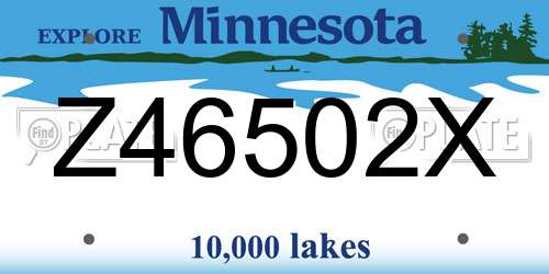 Z46502X Minnesota License Plate