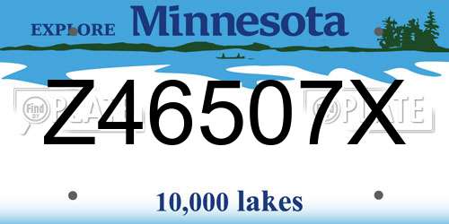 Z46507X Minnesota License Plate