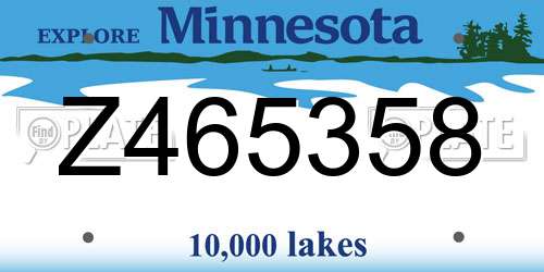 Z465358 Minnesota License Plate