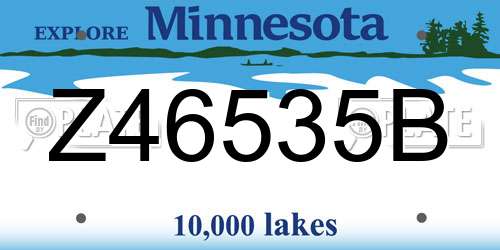 Z46535B Minnesota License Plate