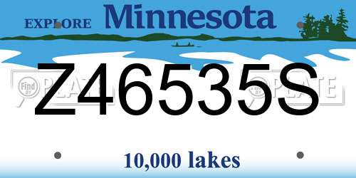 Z46535S Minnesota License Plate