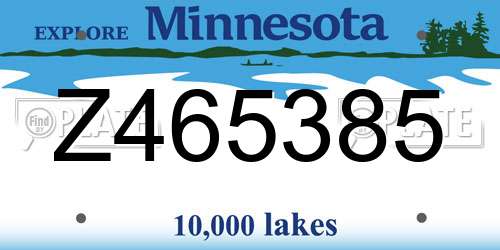 Z465385 Minnesota License Plate