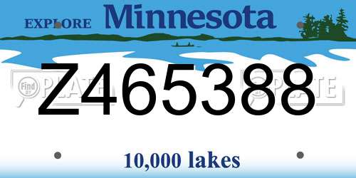 Z465388 Minnesota License Plate