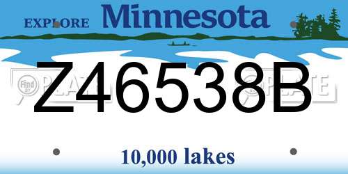 Z46538B Minnesota License Plate