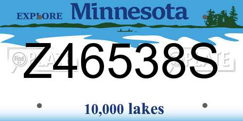 Z46538S Minnesota License Plate