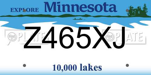 Z465XJ Minnesota License Plate