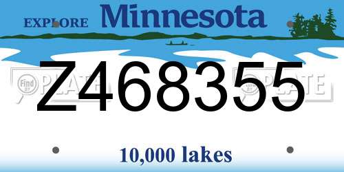 Z468355 Minnesota License Plate