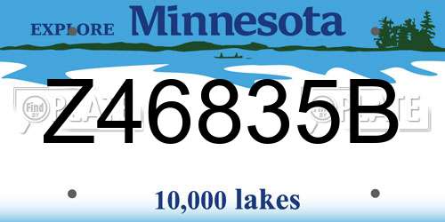 Z46835B Minnesota License Plate