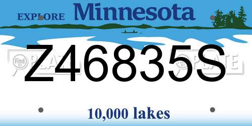 Z46835S Minnesota License Plate