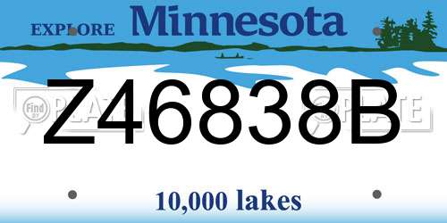 Z46838B Minnesota License Plate