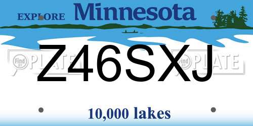 Z46SXJ Minnesota License Plate