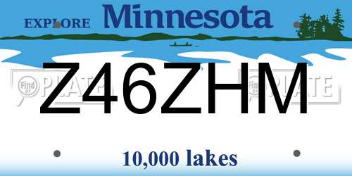 Z46ZHM Minnesota License Plate