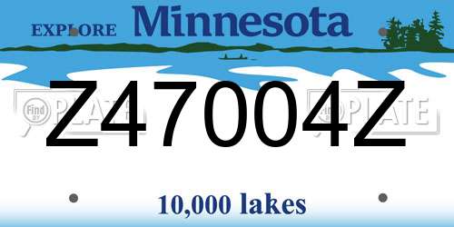 Z47004Z Minnesota License Plate