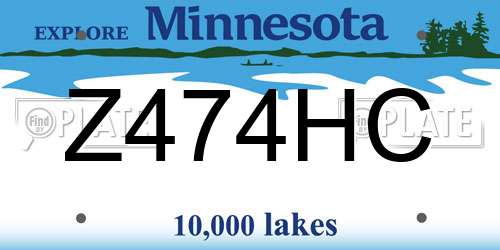 Z474HC Minnesota License Plate