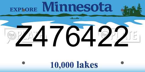 Z476422 Minnesota License Plate