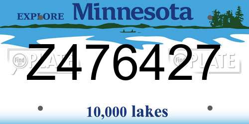 Z476427 Minnesota License Plate