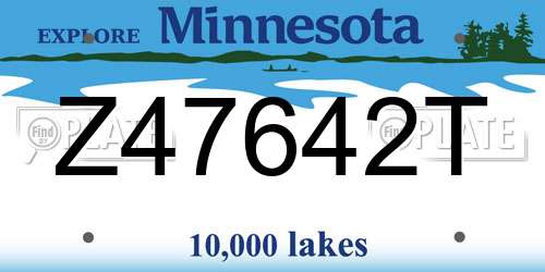 Z47642T Minnesota License Plate