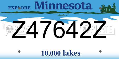 Z47642Z Minnesota License Plate