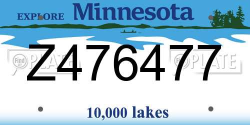 Z476477 Minnesota License Plate