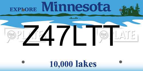 Z47LTT Minnesota License Plate