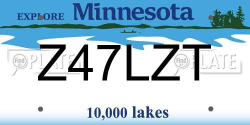 Z47LZT Minnesota License Plate