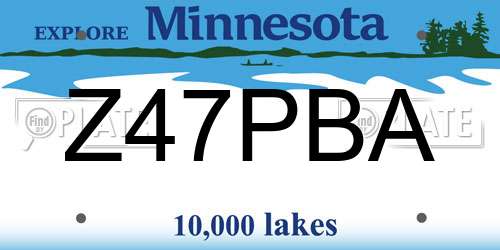 Z47PBA Minnesota License Plate