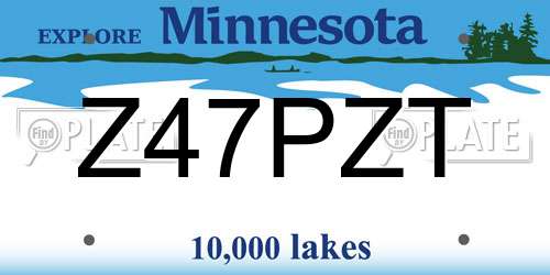 Z47PZT Minnesota License Plate