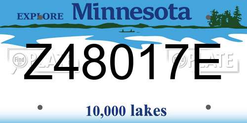 Z48017E Minnesota License Plate