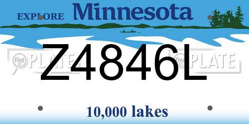 Z4846L Minnesota License Plate