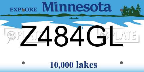 Z484GL Minnesota License Plate