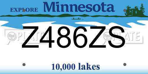 Z486ZS Minnesota License Plate