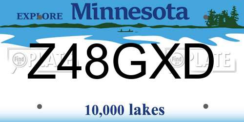 Z48GXD Minnesota License Plate