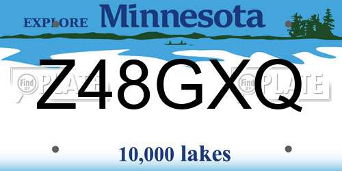 Z48GXQ Minnesota License Plate