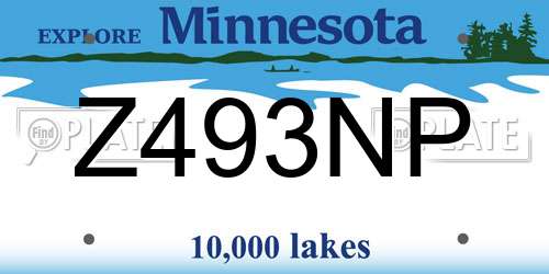 Z493NP Minnesota License Plate
