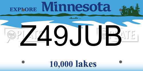 Z49JUB Minnesota License Plate