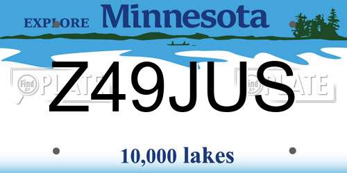 Z49JUS Minnesota License Plate