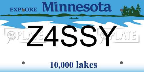 Z4SSY Minnesota License Plate