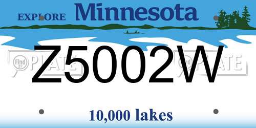Z5002W Minnesota License Plate
