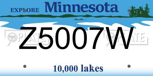 Z5007W Minnesota License Plate