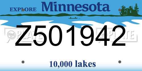 Z501942 Minnesota License Plate