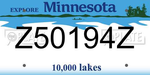 Z50194Z Minnesota License Plate