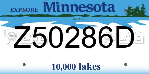 Z50286D Minnesota License Plate