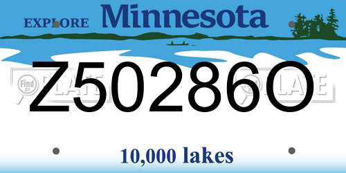 Z50286O Minnesota License Plate