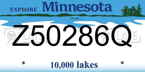Z50286Q Minnesota License Plate