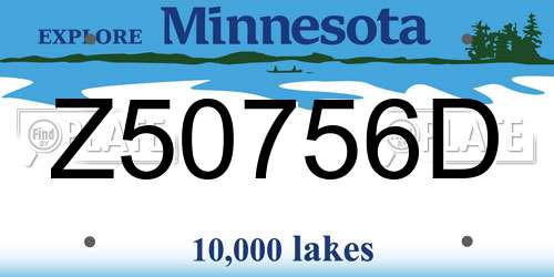 Z50756D Minnesota License Plate