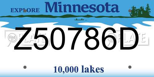 Z50786D Minnesota License Plate