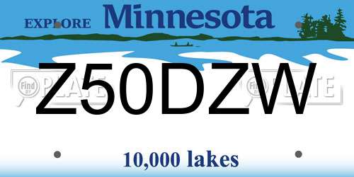 Z50DZW Minnesota License Plate