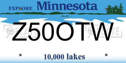 Z50OTW Minnesota License Plate