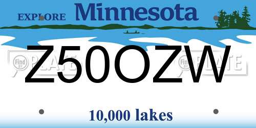 Z50OZW Minnesota License Plate